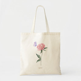 Elegante Minimalistische Pfingstrose Florale Hochz Tragetasche