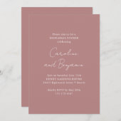 Elegante Minimalistische Probe Abendessen Dusty Ro Einladung (Vorne/Hinten)
