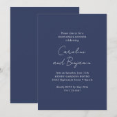 Elegante Minimalistische Probe Abendessen Navy Blu Einladung (Vorne/Hinten)