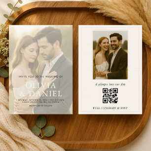 Elegante minimalistische QR-Code-Foto-Hochzeit Einladung