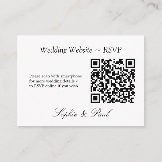 Elegante Minimalistische QR-Code-Website RSVP-Kart Begleitkarte (Vorderseite)