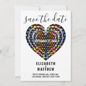 Elegante Minimalistische Rainbow Hearts Einladung (Rückseite)