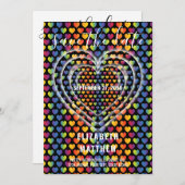 Elegante Minimalistische Rainbow Hearts Einladung (Vorne/Hinten)