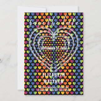 Elegante Minimalistische Rainbow Hearts Einladung