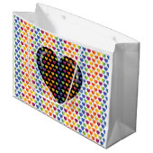 Elegante Minimalistische Rainbow Hearts Große Geschenktüte (Vorderseite Schrägansicht)