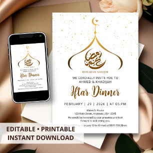 Elegante minimalistische Ramadan-Iftar-Abendessen- Einladung