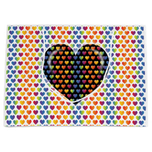 Elegante minimalistische Regenbogen-Herzen Große Geschenktüte