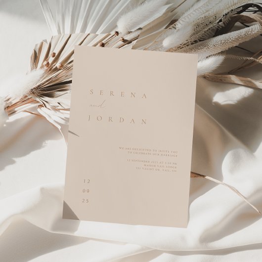 Elegante Minimalistische Rosa Hochzeit Einladung