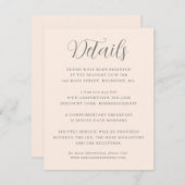 Elegante Minimalistische Rosa Hochzeitsdetails Begleitkarte (Vorne/Hinten)