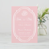 Elegante minimalistische rosa islamische Hochzeit Save The Date (Stehend Vorderseite)