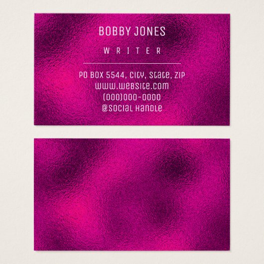 Elegante Minimalistische, rosa Metallic Business C (Vorne & Hinten)