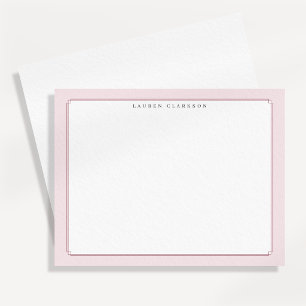 Elegante Minimalistische Rosa-Rand-Notizkarte Ankündigung