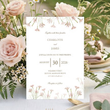 Elegante Minimalistische Rosa Wildblumen-Hochzeit