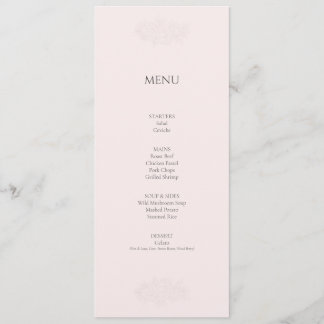 Elegante minimalistische rosafarbene Speisekarte Menükarte
