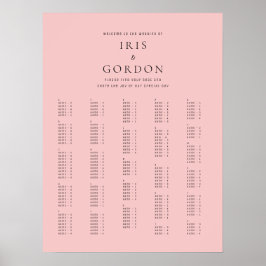Elegante Minimalistische Rose Alphabetisches Seati Poster