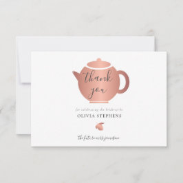Elegante Minimalistische Rose Gold Brautparty Tea Dankeskarte