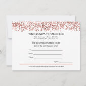 Elegante Minimalistische Rose Gold Geschenkgutsche Einladung (Rückseite)