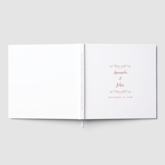 Elegante Minimalistische Rose Gold Pink Script Hoc Gästebuch (Voll)