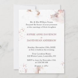 Elegante Minimalistische Rose Gold Washes Wedding Einladung