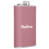 Elegante Minimalistische Rose Gold Weißer Name Flachmann (Rechts)