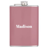 Elegante Minimalistische Rose Gold Weißer Name Flachmann (Vorderseite)