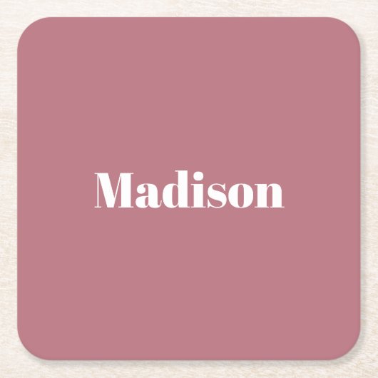 Elegante Minimalistische Rose Gold Weißer Name Rechteckiger Pappuntersetzer (Vorderseite)