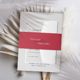 Elegante Minimalistische Rote Akzente Hochzeit Einladungsbanderole