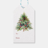 Elegante Minimalistische Rote Grüne Pine Tree Weih Geschenkanhänger (Vorderseite)