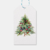 Elegante Minimalistische Rote Grüne Pine Tree Weih Geschenkanhänger (Rückseite)