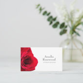 Elegante Minimalistische Rote Rose Business Card Visitenkarte (Stehend Vorderseite)