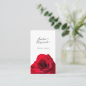 Elegante Minimalistische Rote Rose Business Card Visitenkarte (Stehend Vorderseite)