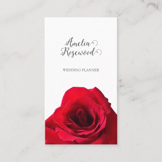 Elegante Minimalistische Rote Rose Business Card Visitenkarte (Vorderseite)
