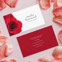 Elegante Minimalistische Rote Rose Business Card