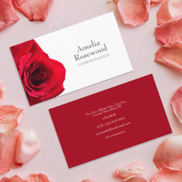 Elegante Minimalistische Rote Rose Business Card Visitenkarte