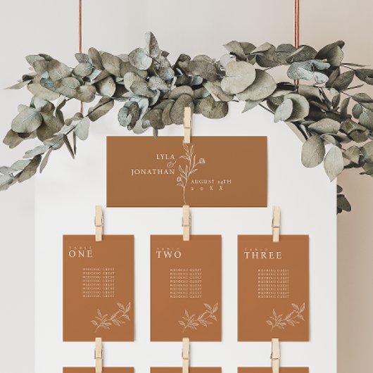 Elegante Minimalistische Rust Seating Chart Header Menükarte