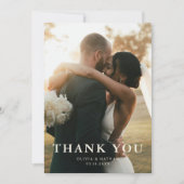 Elegante Minimalistische Salbeigrüne Foto-Hochzeit Dankeskarte (Vorderseite)