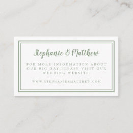 Elegante minimalistische salbeigrüne Hochzeitswebs Begleitkarte