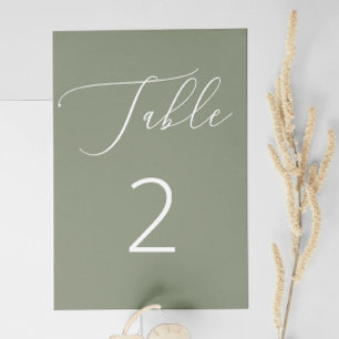 Elegante minimalistische salbeigrüne rustikale Hoc Tischnummer