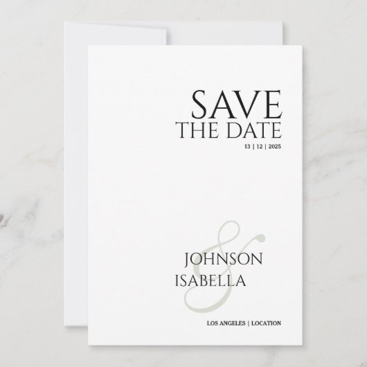 Elegante Minimalistische Save the Date Hochzeitkar Einladung (Vorderseite)