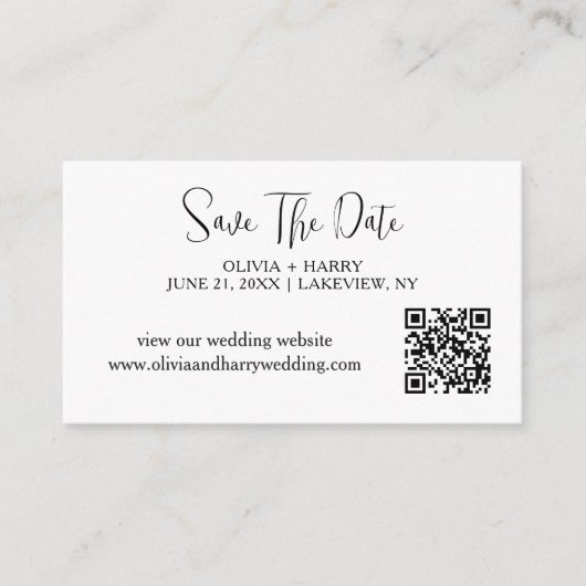 Elegante Minimalistische Save the Date-Karte | QR- Begleitkarte (Vorderseite)