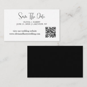 Elegante Minimalistische Save the Date-Karte QR- Begleitkarte