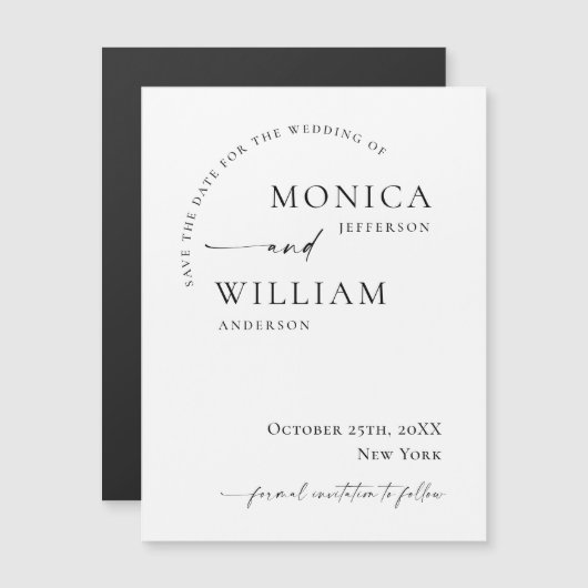Elegante Minimalistische Save the Date Magnetkarte (Vorne/Hinten)