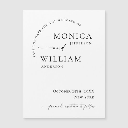 Elegante Minimalistische Save the Date Magnetkarte (Vorderseite)