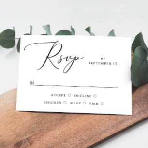 Elegante minimalistische Schrift Hochzeit Essens RSVP Karte