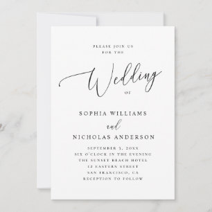 Elegante minimalistische Schrift Hochzeit   Formal Einladung