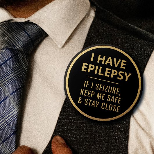 Elegante Minimalistische Schwarz-Gold-Text-Epileps Button