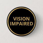 Elegante Minimalistische Schwarz-Gold-Text-Vision Button (Vorderseite)