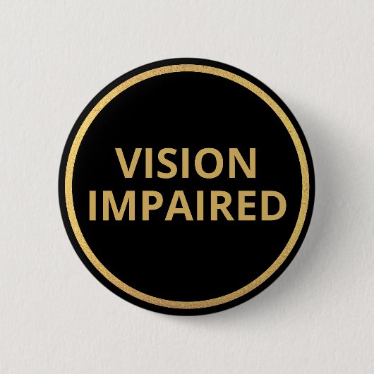 Elegante Minimalistische Schwarz-Gold-Text-Vision Button (Vorderseite)