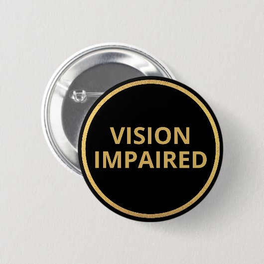 Elegante Minimalistische Schwarz-Gold-Text-Vision Button (Vorne & Hinten)