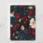 Elegante Minimalistische Schwarz- und Blumenhochze Einladung (Rückseite)